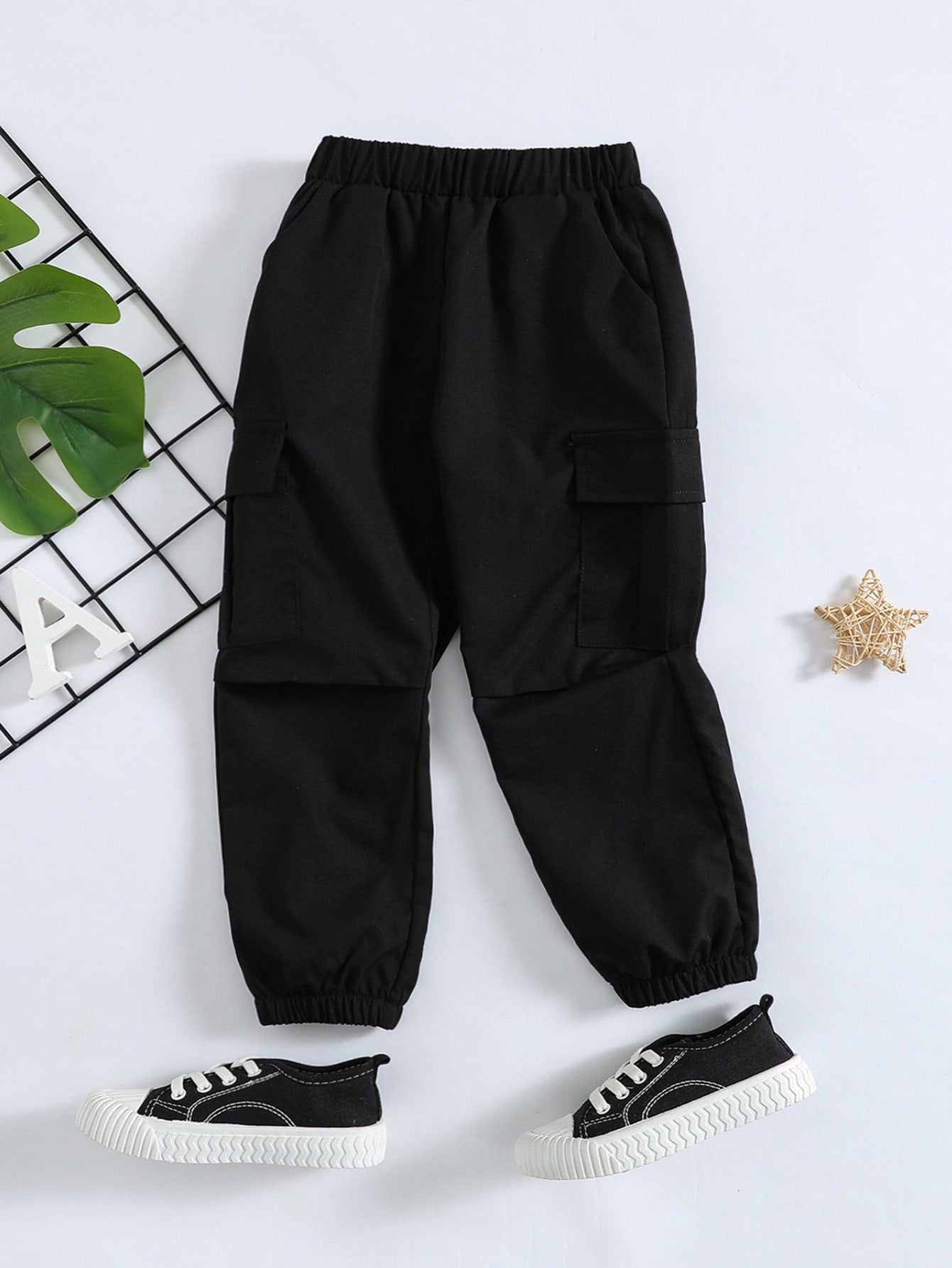 Boys' Loose Comfortable Casual Cargo Style Style Long Pants, Suitable For School, Outdoor Activities, Sports, Climbing, 4-7 Years Old