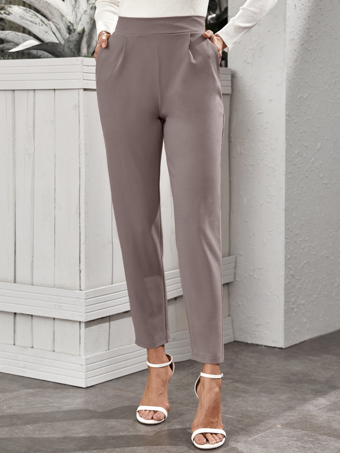 Frenchy High-Rise Slant Pocket Tapered Pants