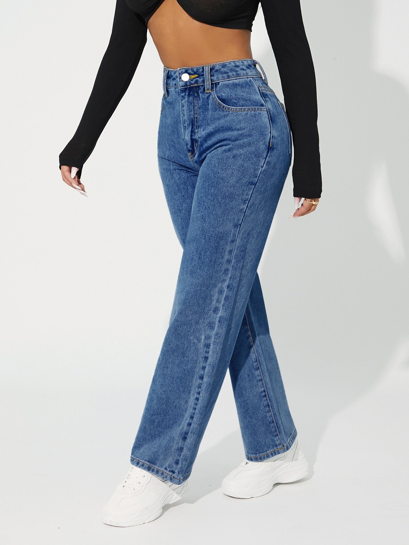 High Waist Straight Leg Jeans