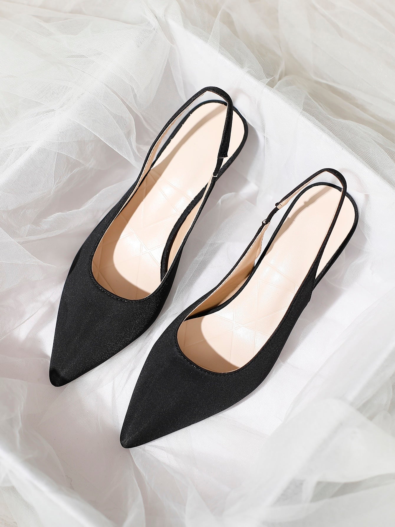 Fashionable Pointed Toe Slingback Thin High Heel Shoes With Back Strap