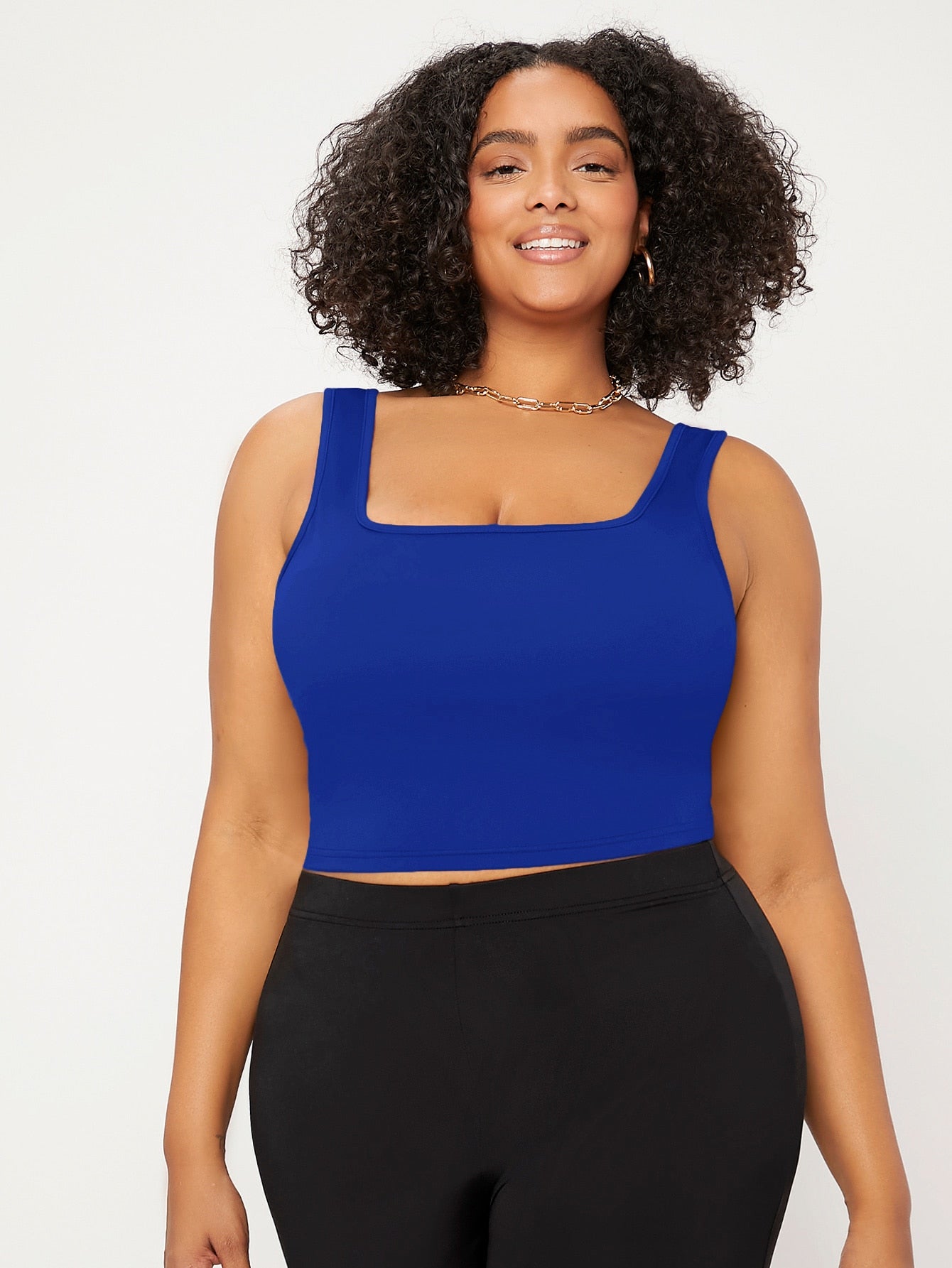 Plus Size Women Solid Crop Tank Top