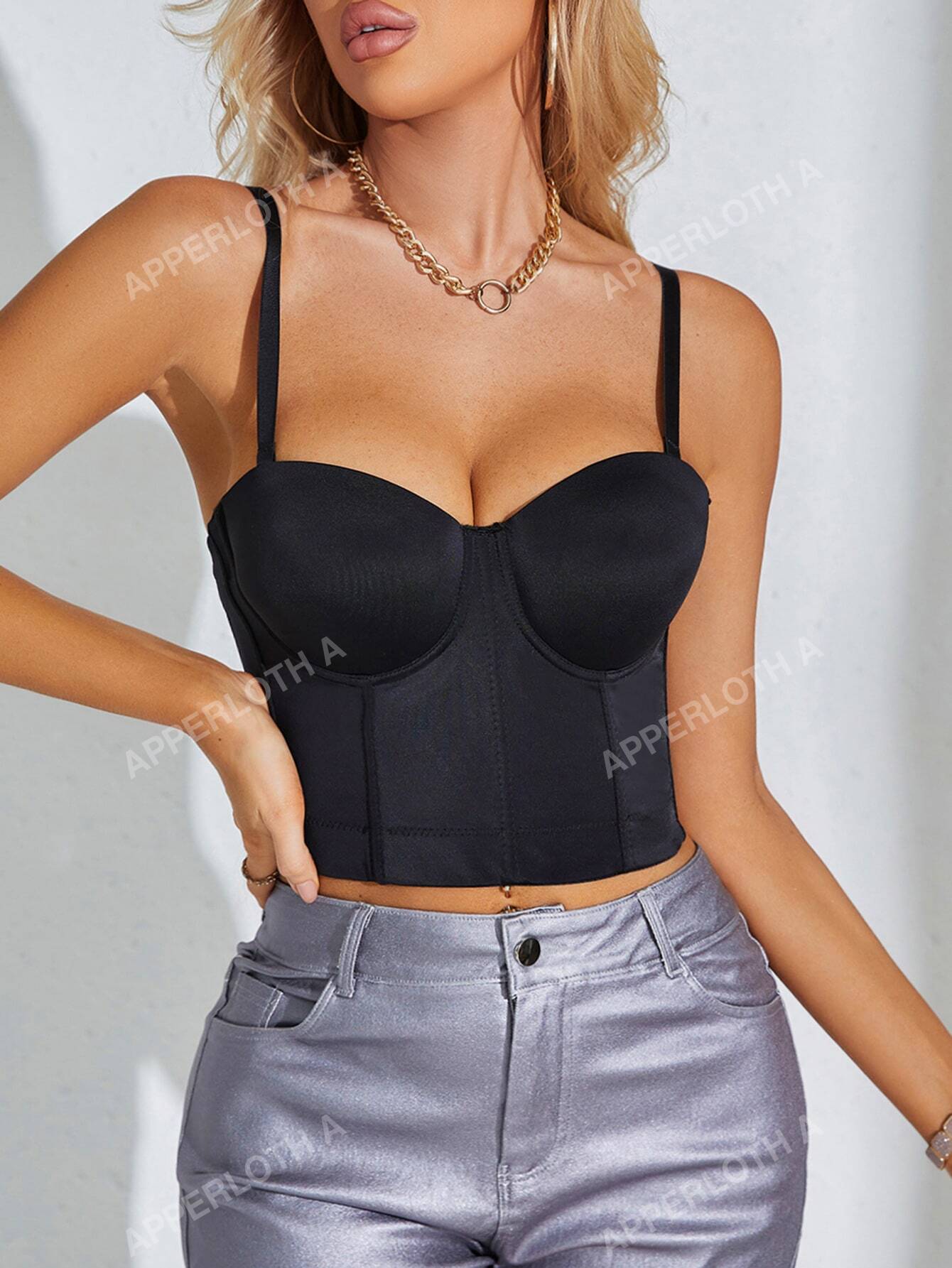 A Solid Bustier Crop Cami Corset Top