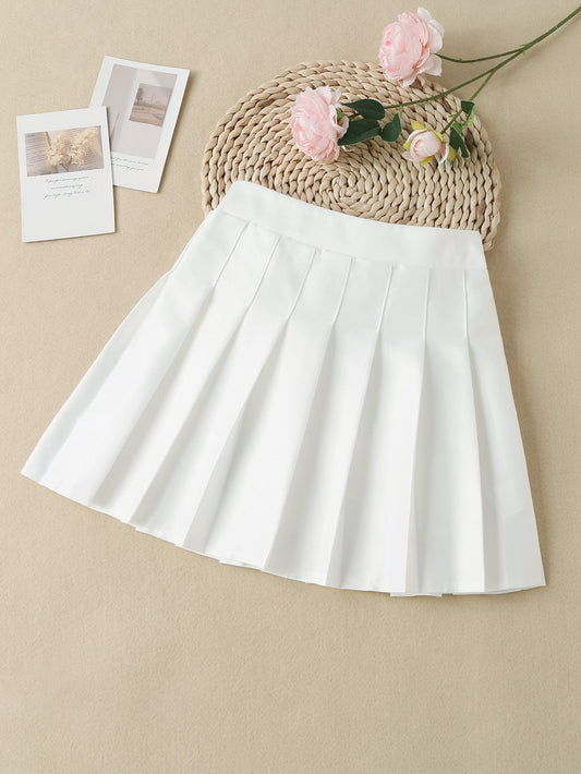 Tween Girl Solid Pleated Skirt