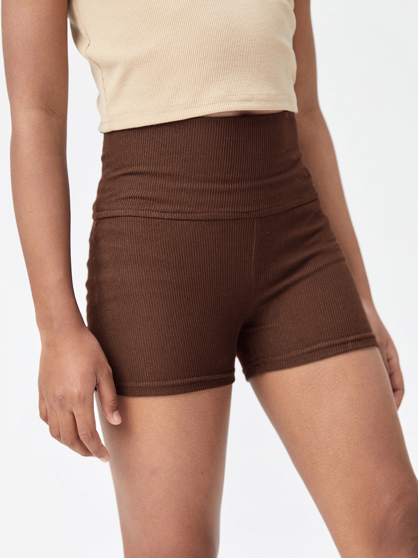 Tween Girl Casual Sun-Kissed Ribbed Knit Biker Shorts