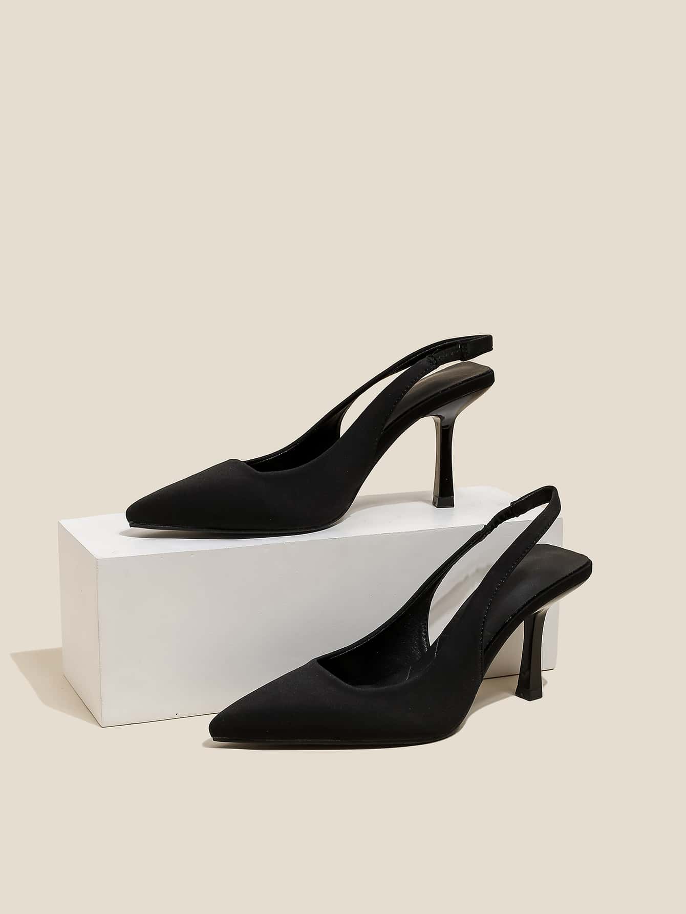 Minimalist Point Toe Stiletto Heeled Slingback Pumps