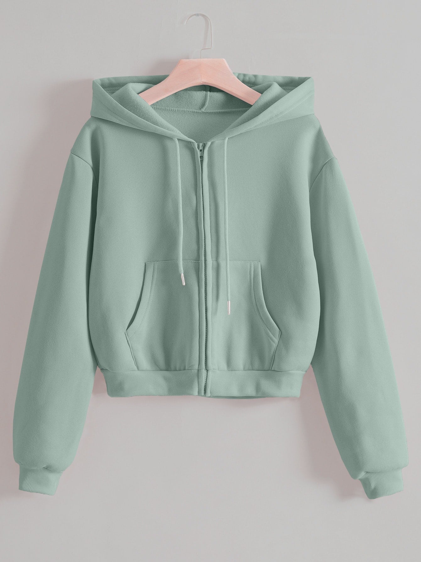 Zip Up Drawstring Thermal Lined Hoodie