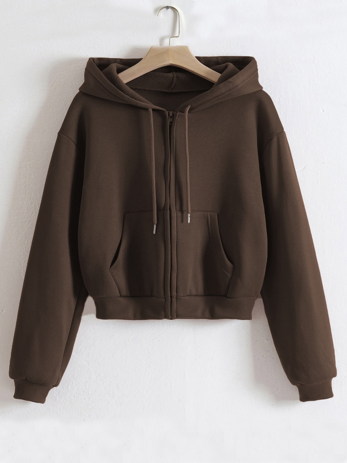 Zip Up Drawstring Thermal Lined Hoodie