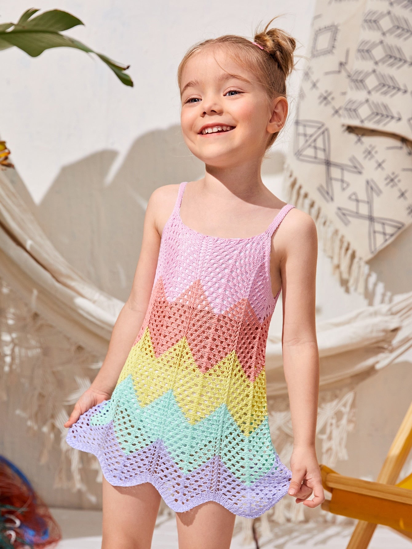 Young Girl Chevron Pattern Cami Cover Up, Mommy And Me Matching Outfits (Sold Separately)