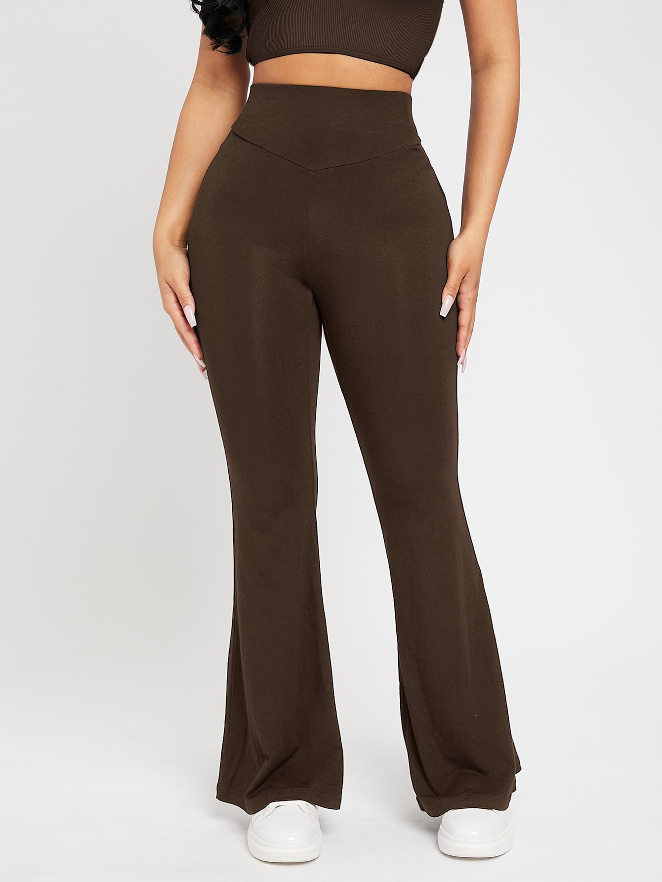 High Waist Flare Leg Black Pants