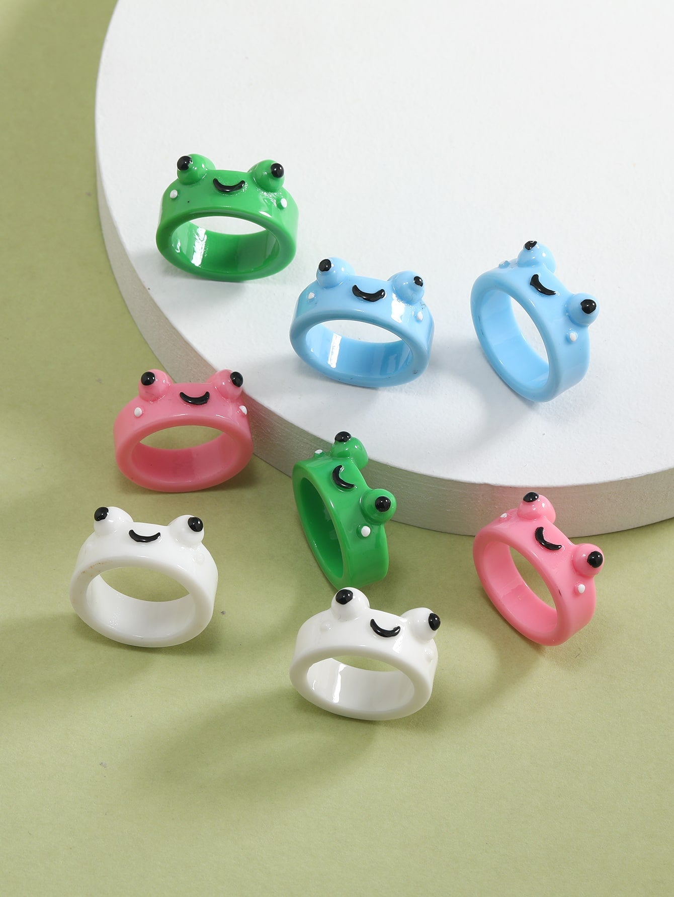 8pcs Girls Frog Design Ring