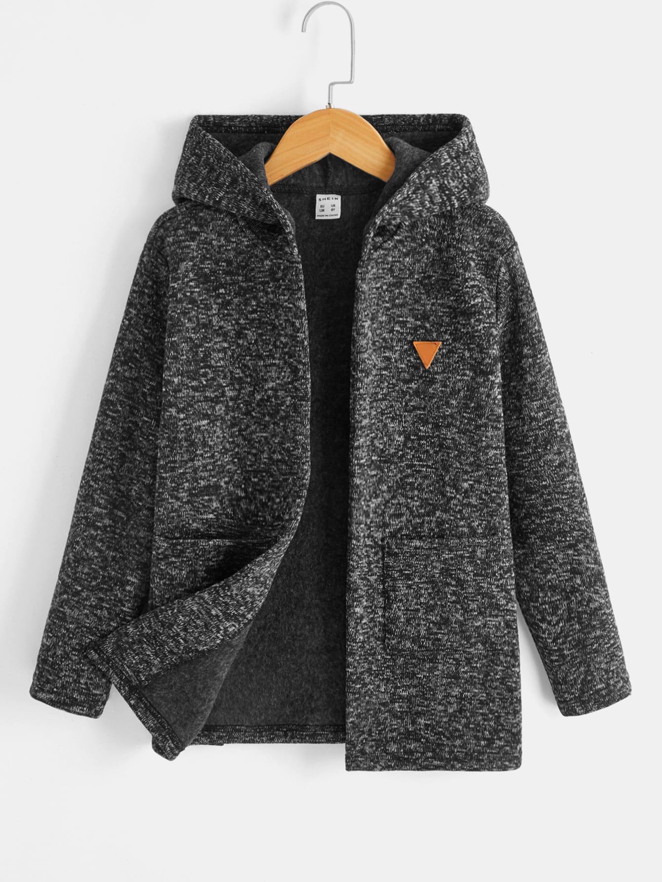 Tween Boy Patched Detail Double Pocket Hooded Coat