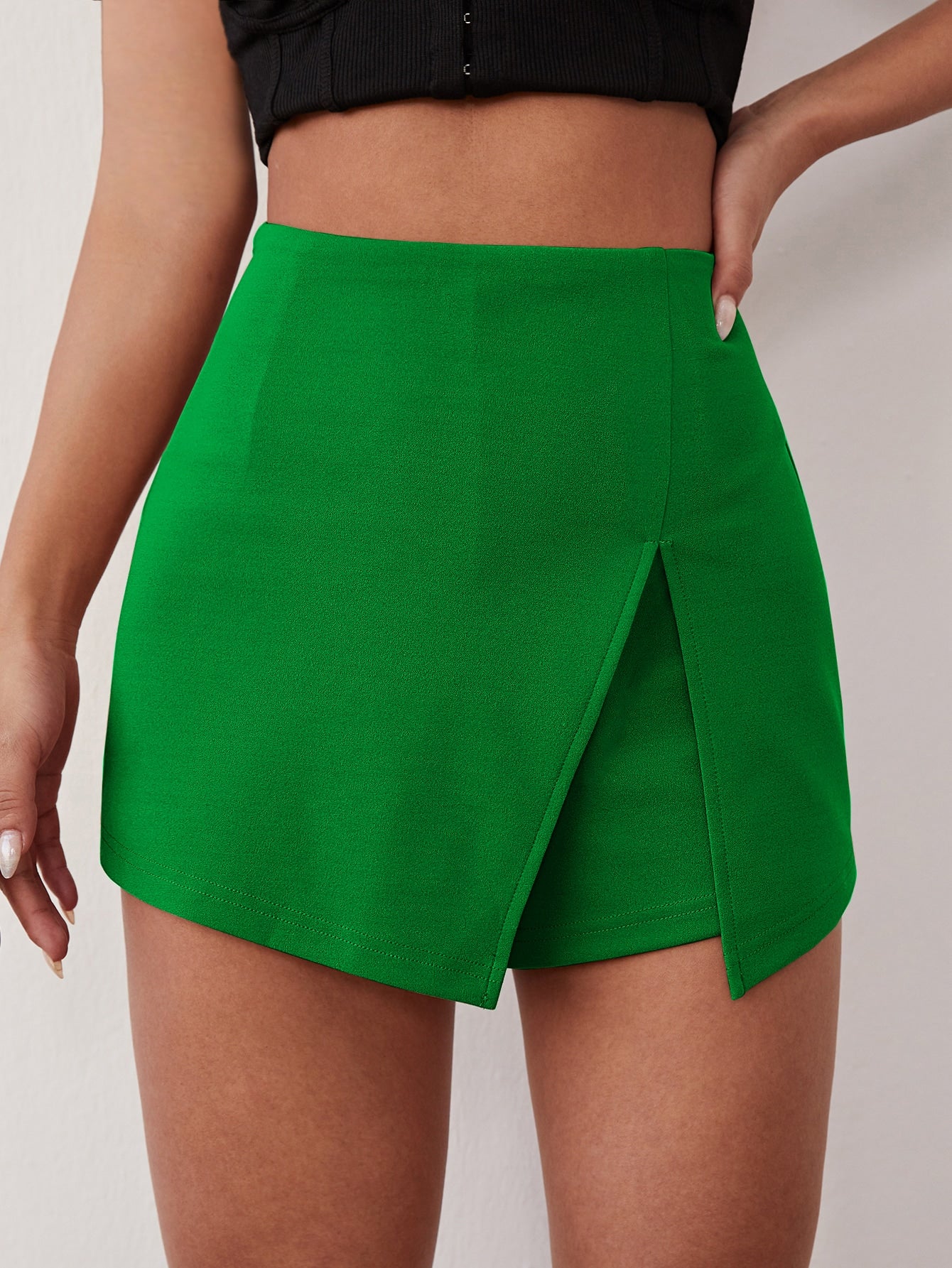 Solid Split Hem Skort