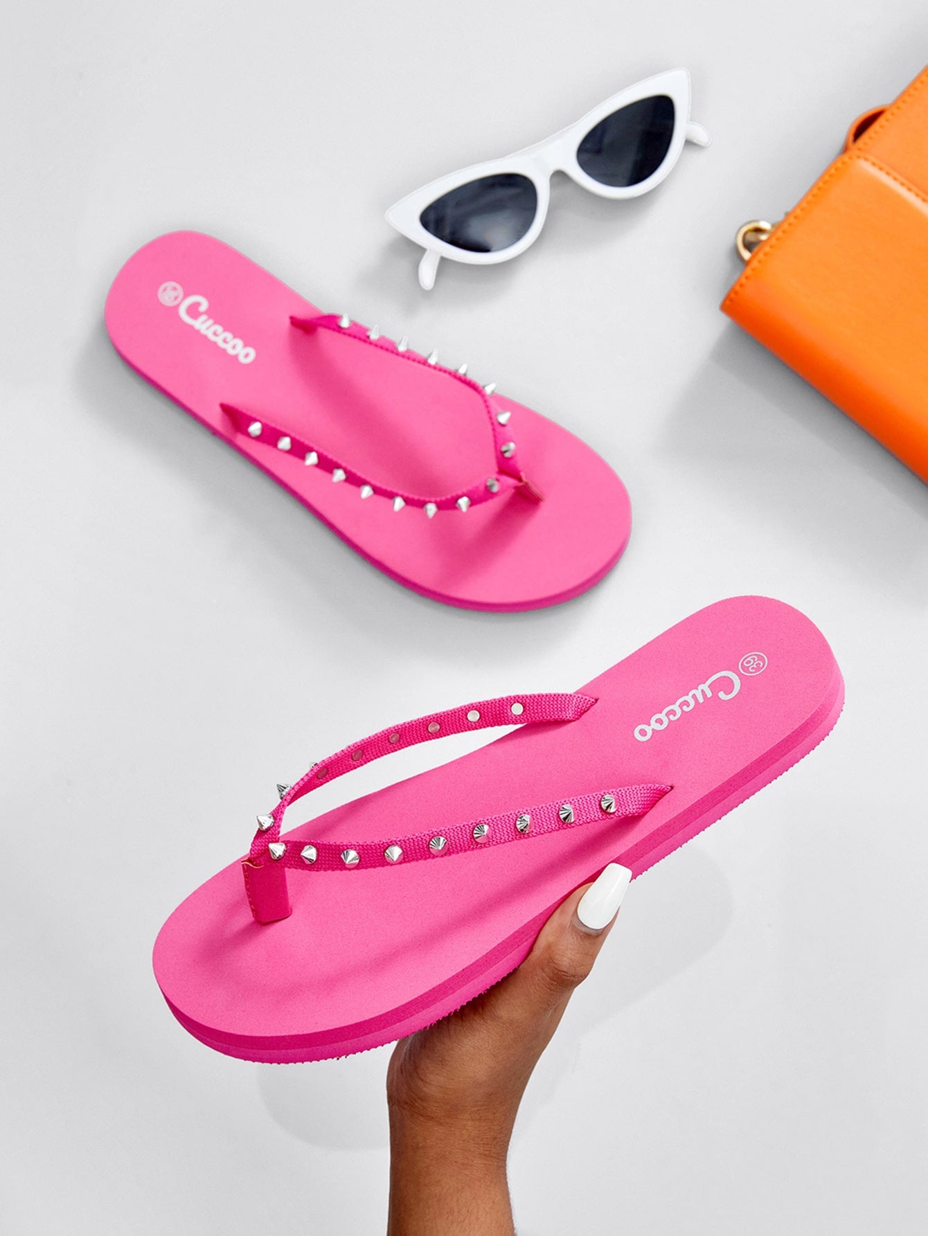 Cuccoo Studs Decor Summer Flip Flops For Holiday Beach