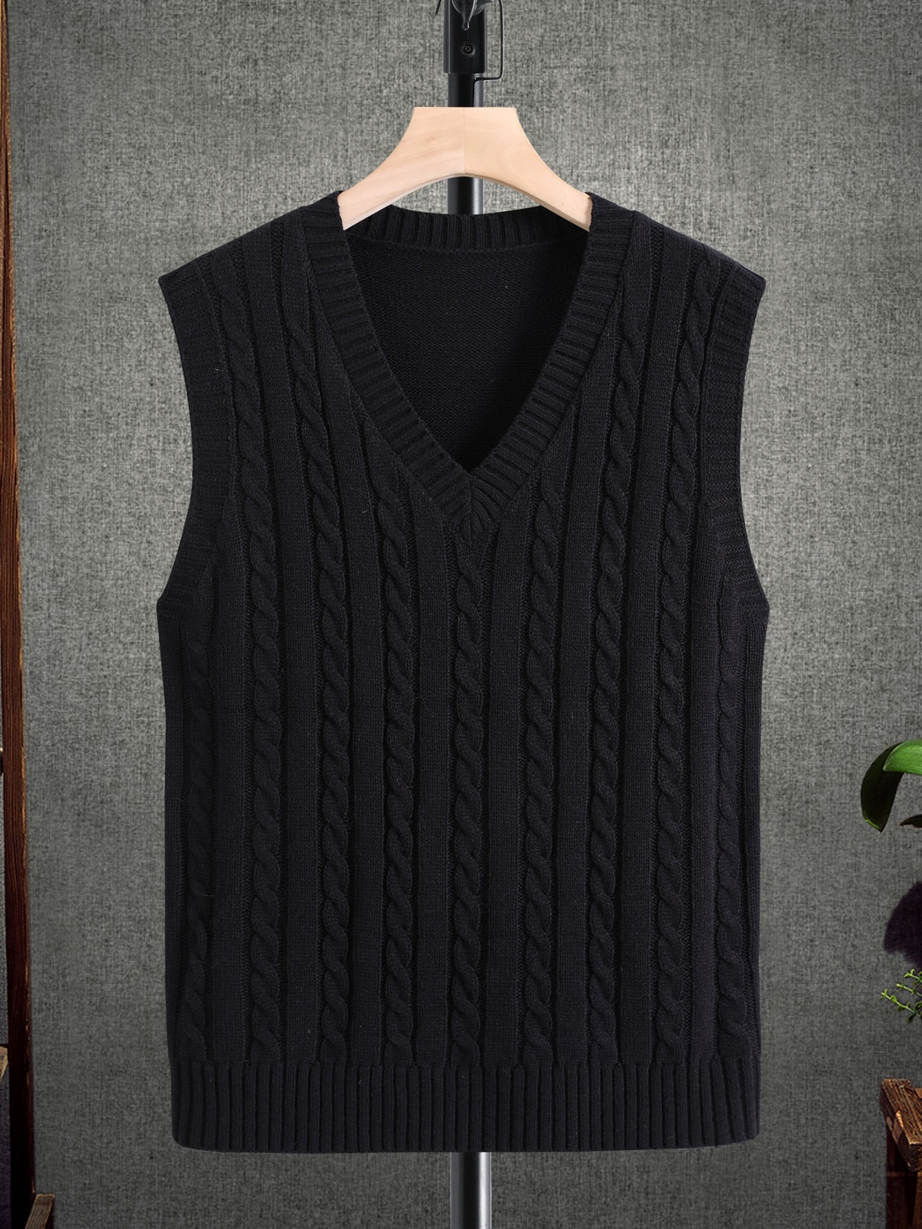 Men Cable Knit Sweater Vest