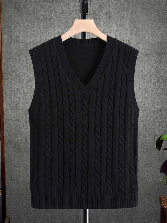 Men Cable Knit Sweater Vest