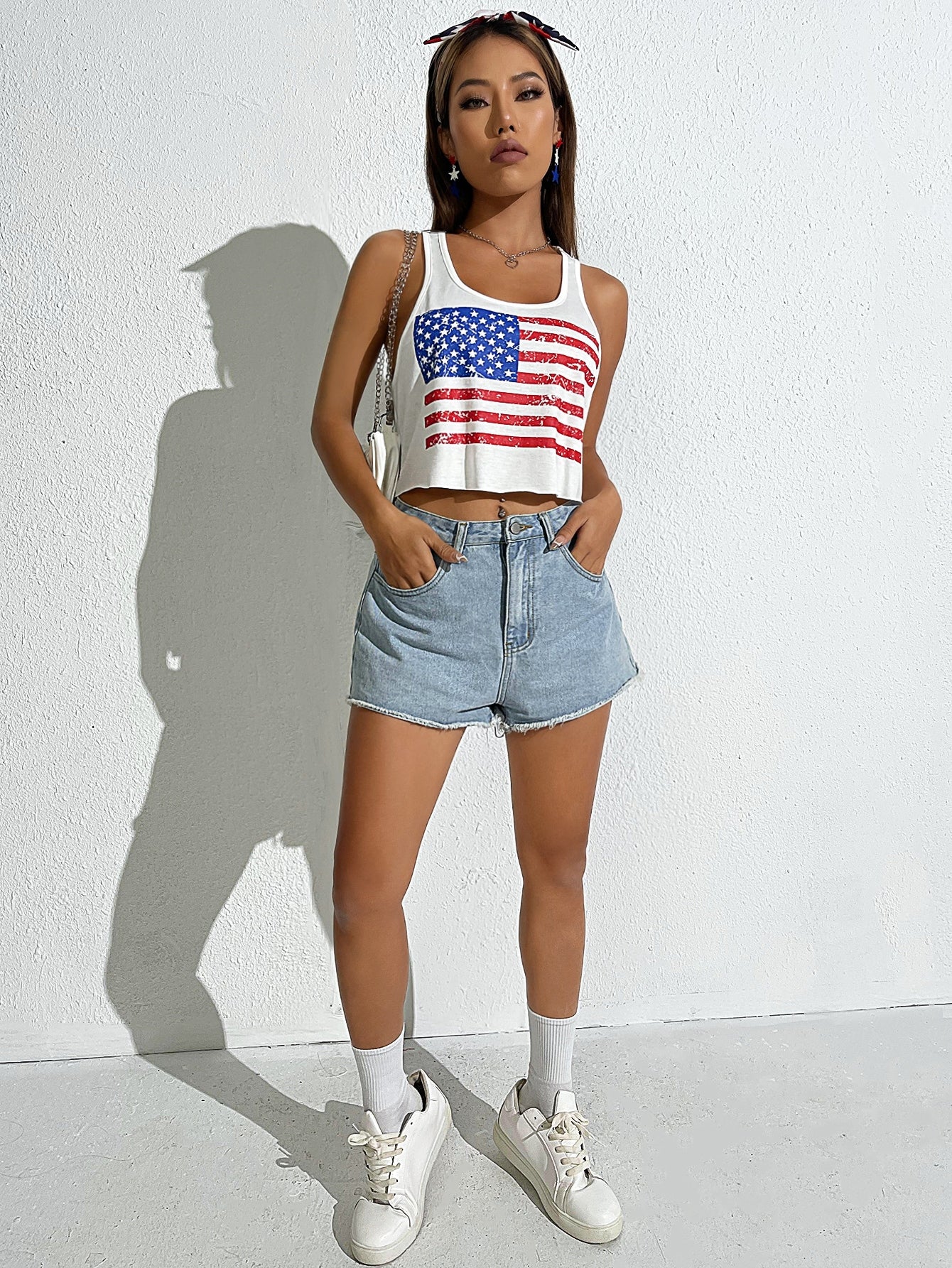 Summer Outfit USA(American) Flag Print Tank Top