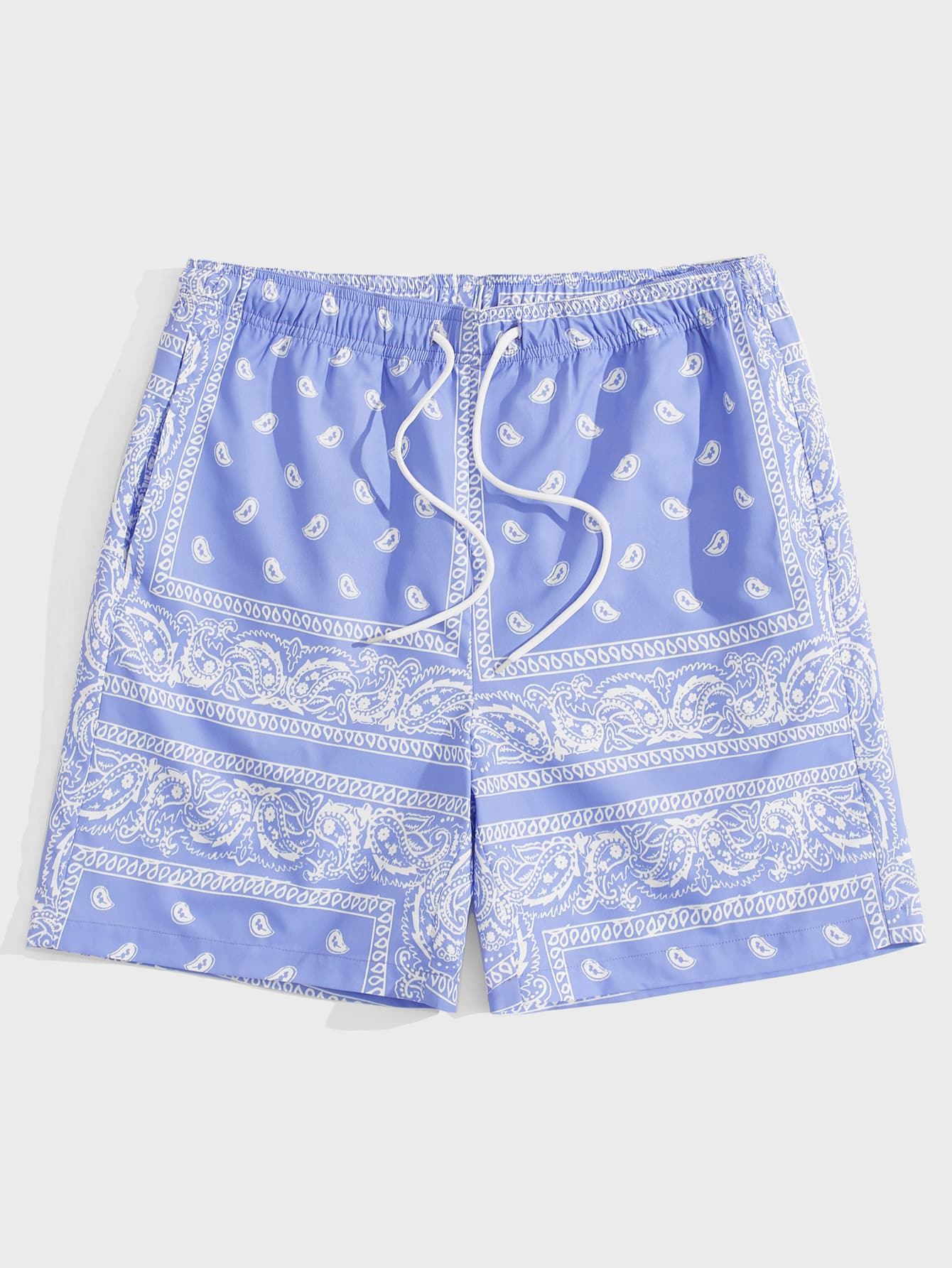 Men Drawstring Waist Paisley Print Shorts