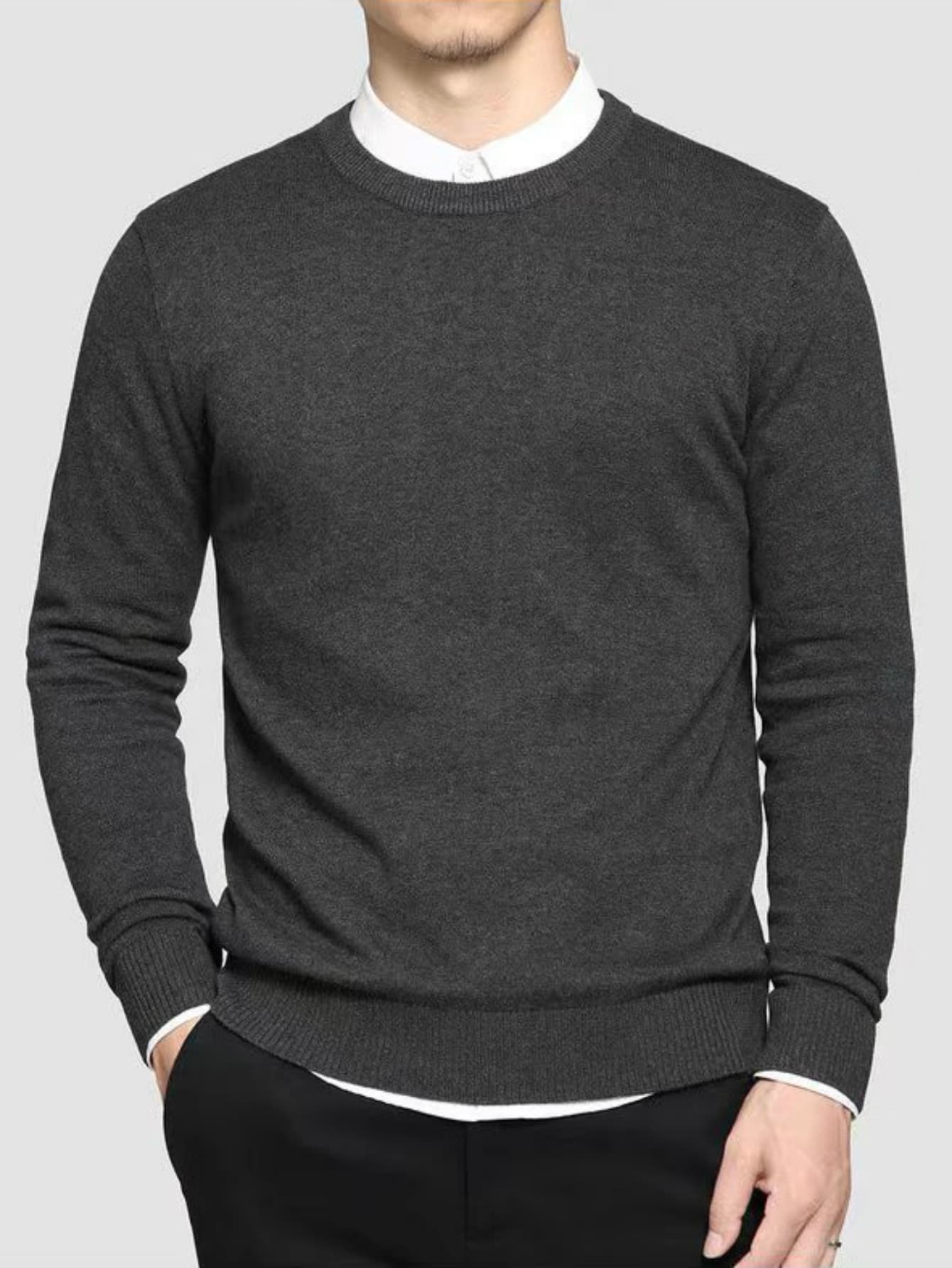 Men Solid Round Neck Sweater