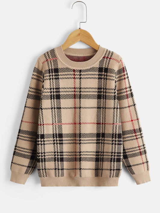 Tween Boy Plaid Pattern Sweater