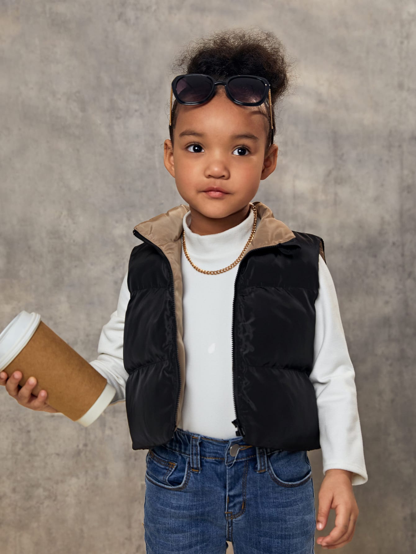 Young Girl Zip Up Vest Puffer Coat