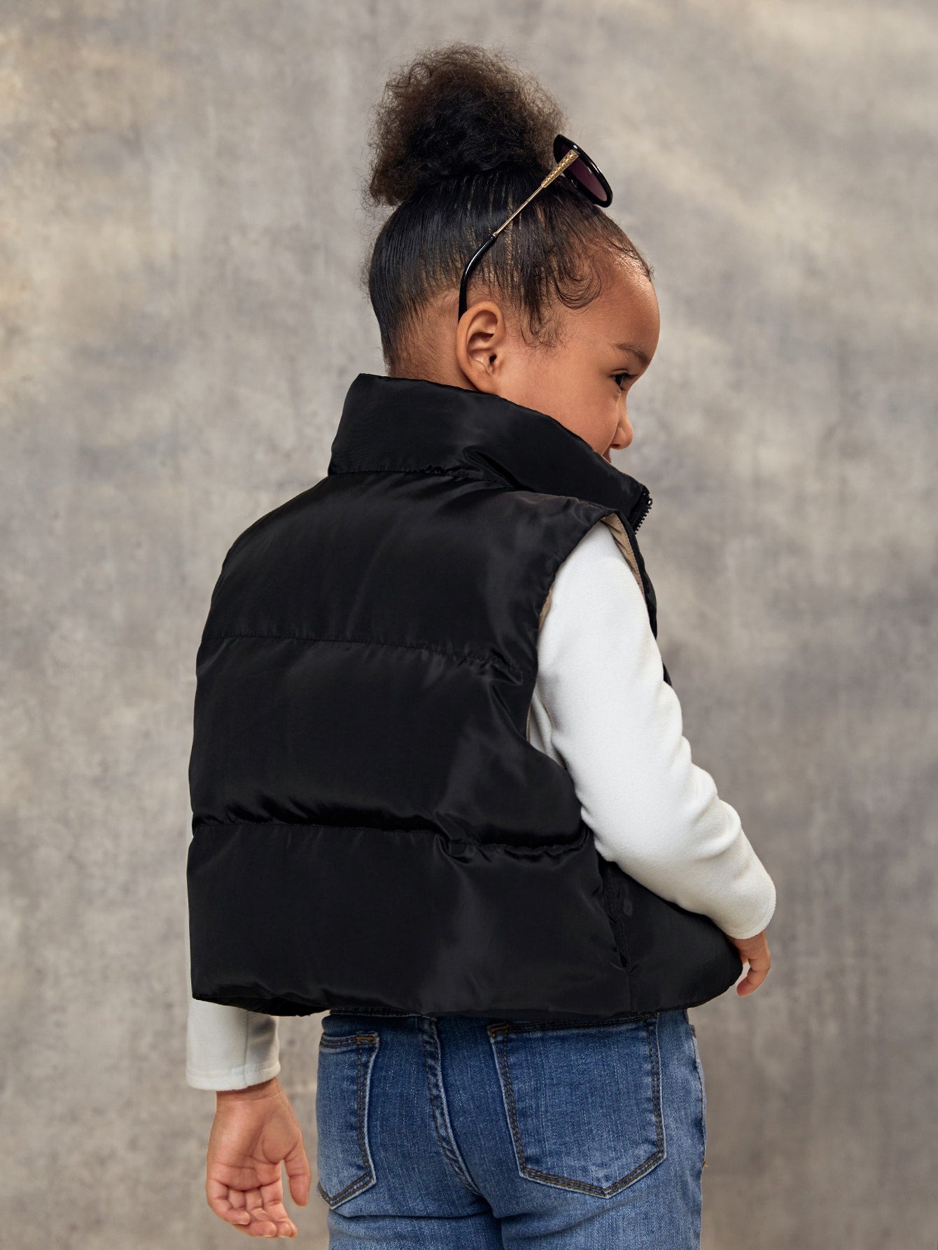 Young Girl Zip Up Vest Puffer Coat