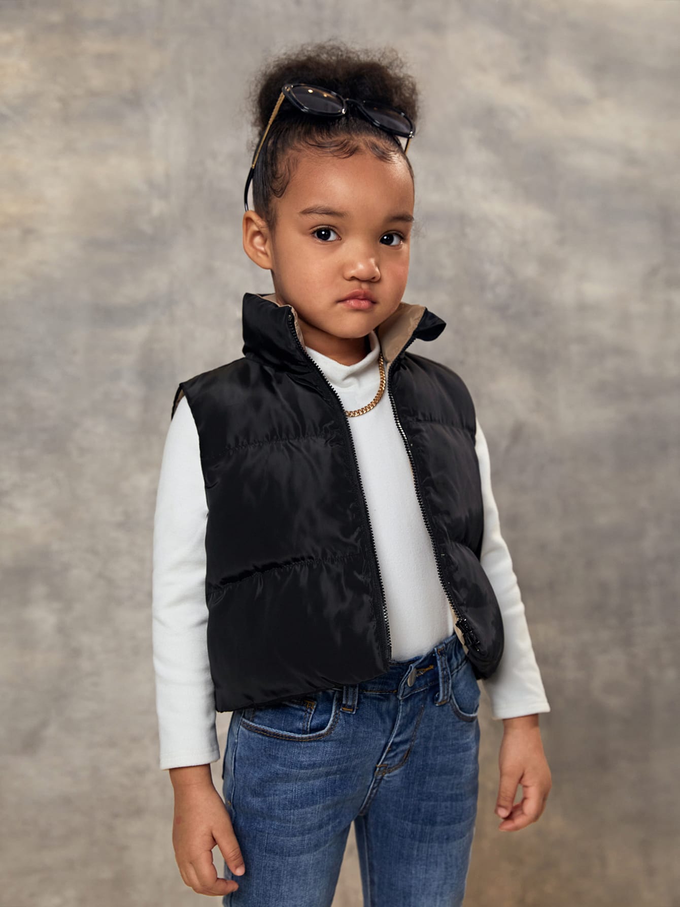 Young Girl Zip Up Vest Puffer Coat