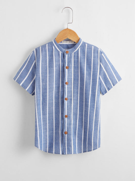 Tween Boy Striped Button Placket Shirt