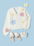 Tween Girl Floral Pattern Button Front Cardigan