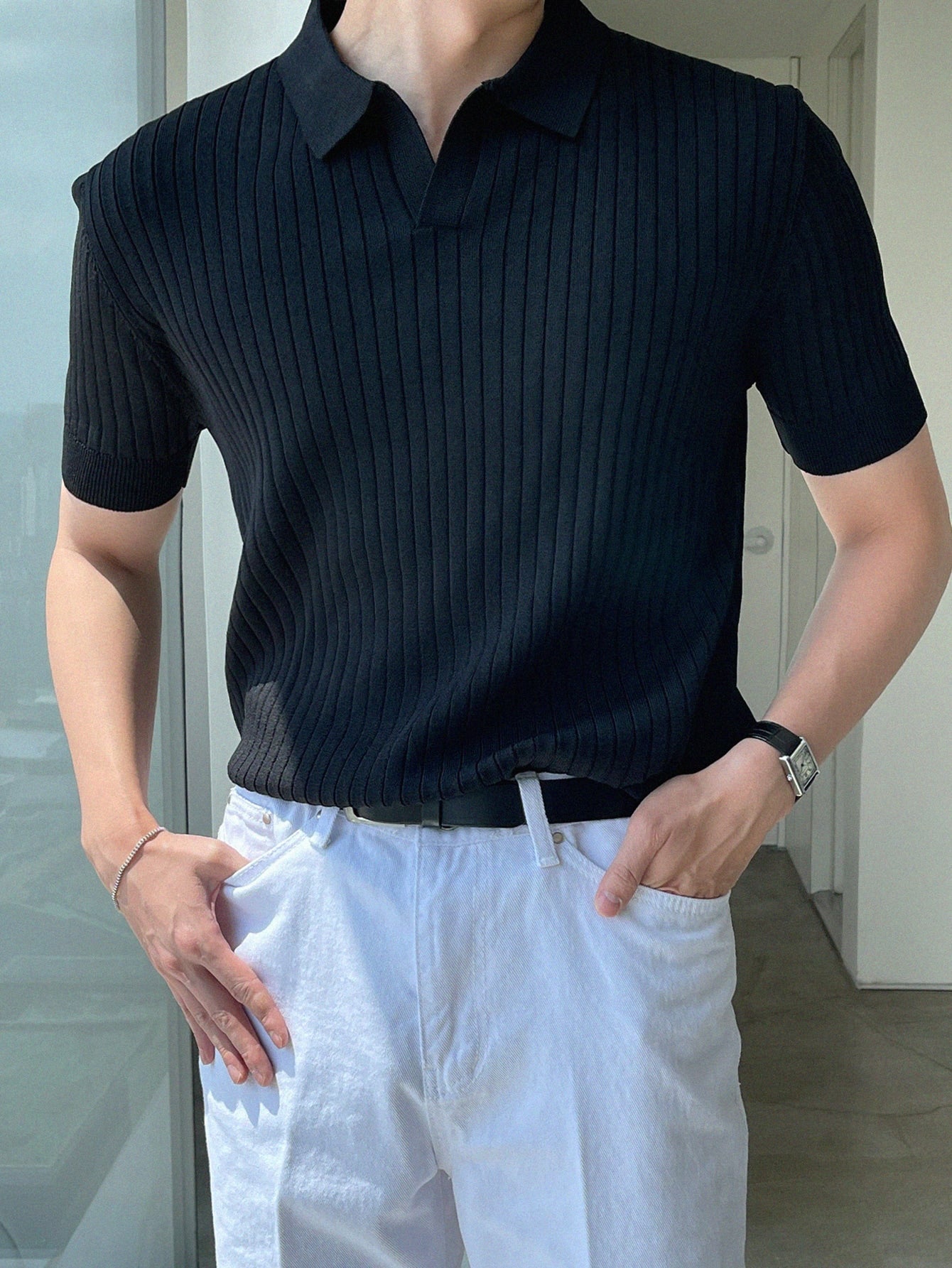 Men Ribbed Knit Top