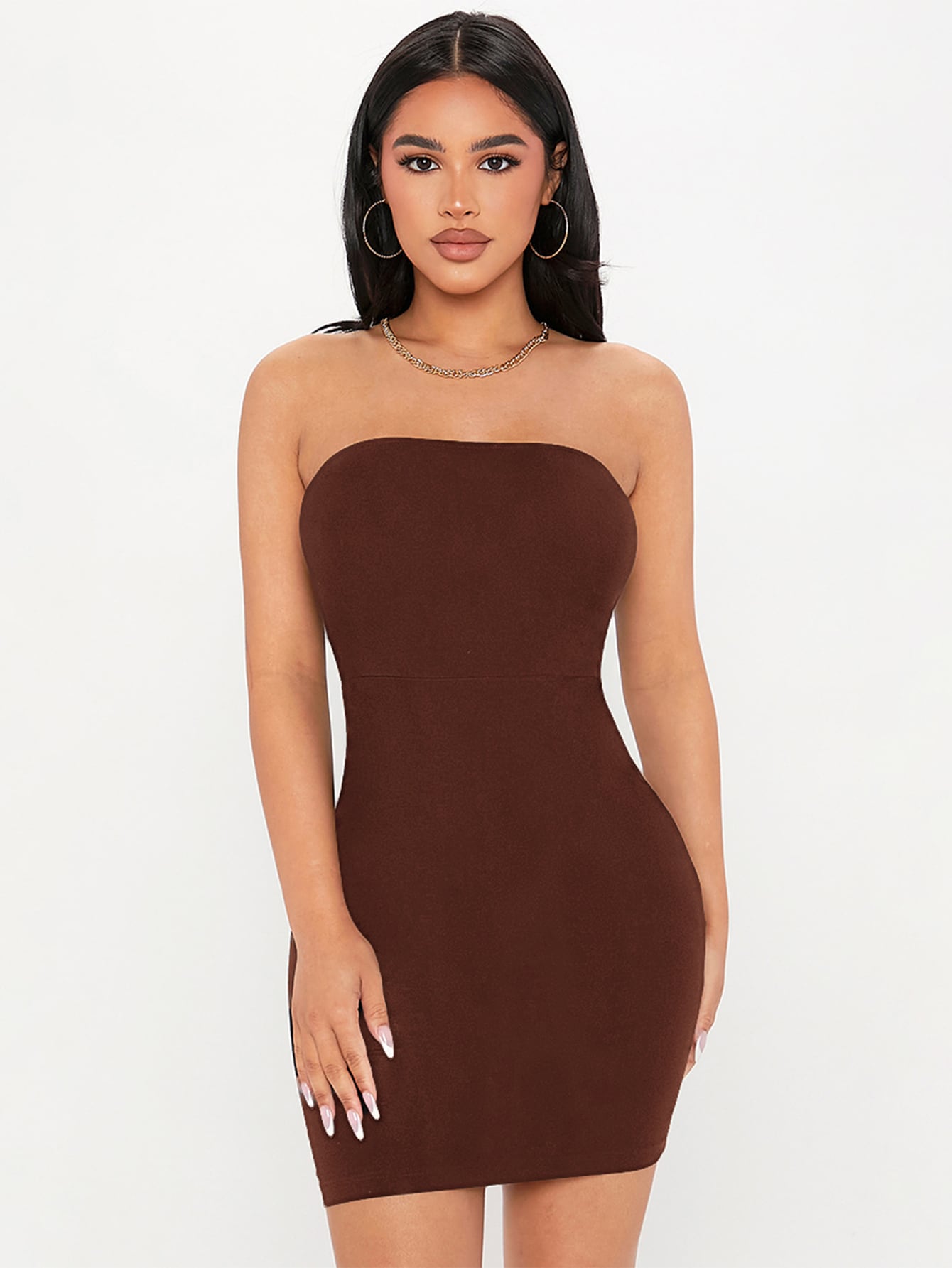 Solid Bodycon Tube Black Dress