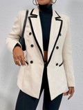 Contrast Binding Double Breasted Blazer Workwear