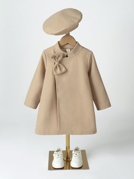 Young Girl Bow Front Overcoat & Hat