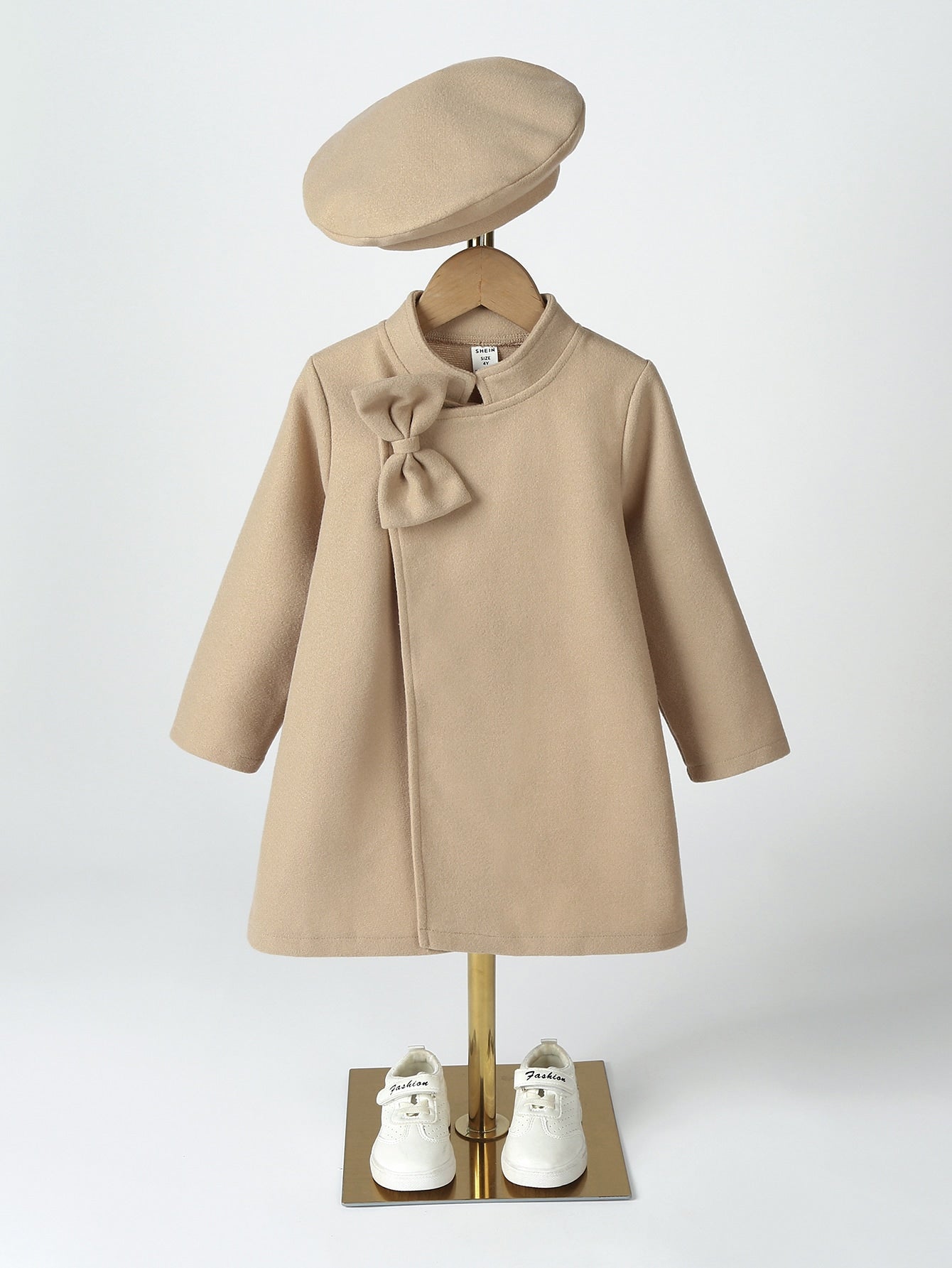 Young Girl Bow Front Overcoat & Hat