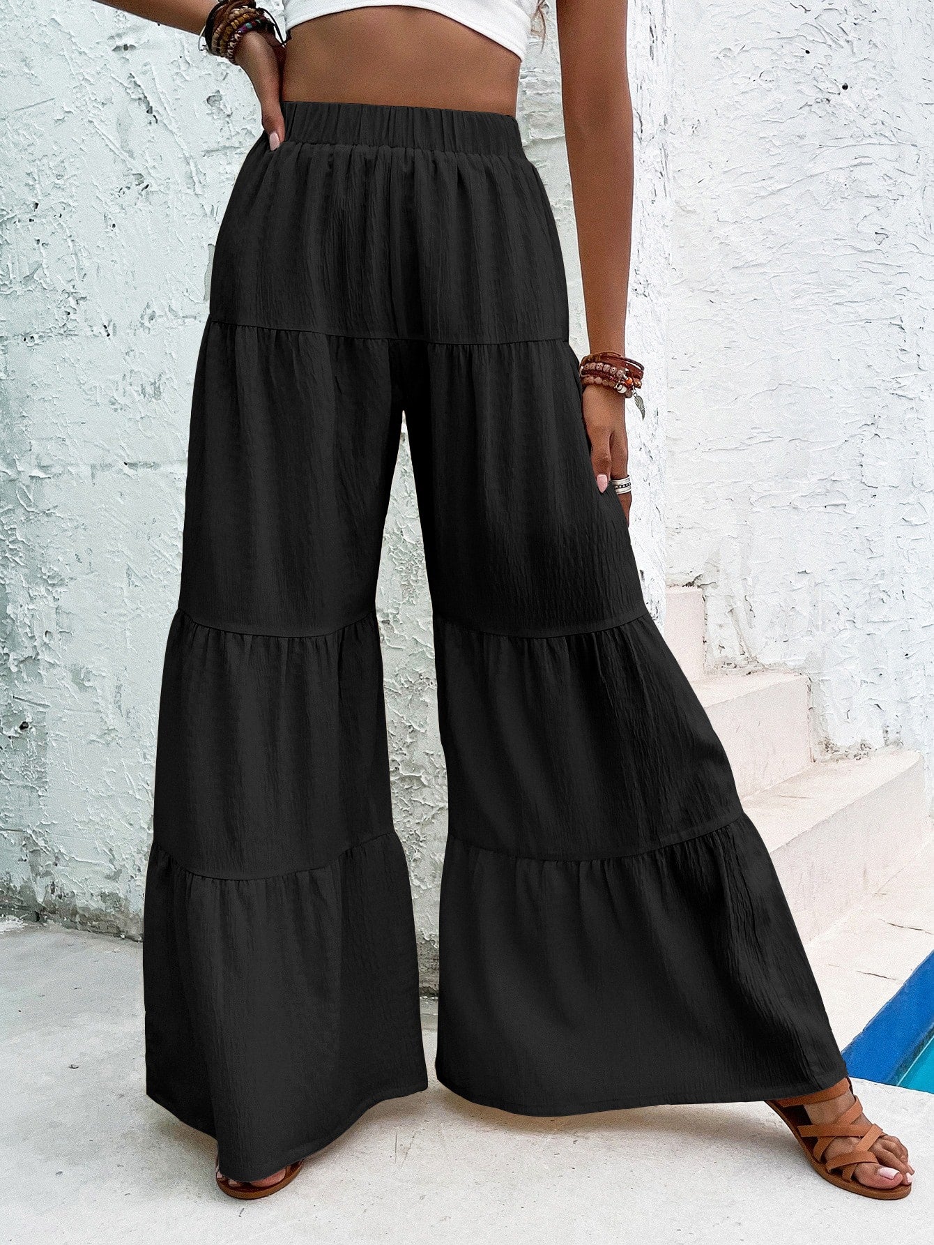 Women's Elegant Textured Casual Comfortable Long Pants