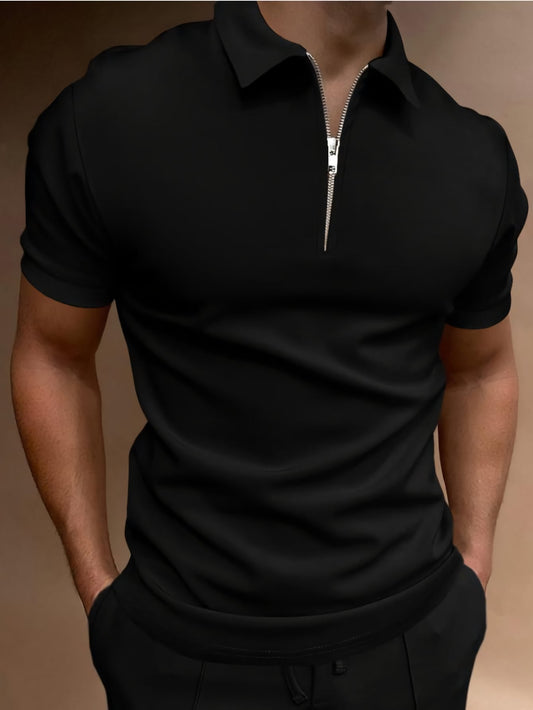 Men Quarter Zipper Polo Shirt