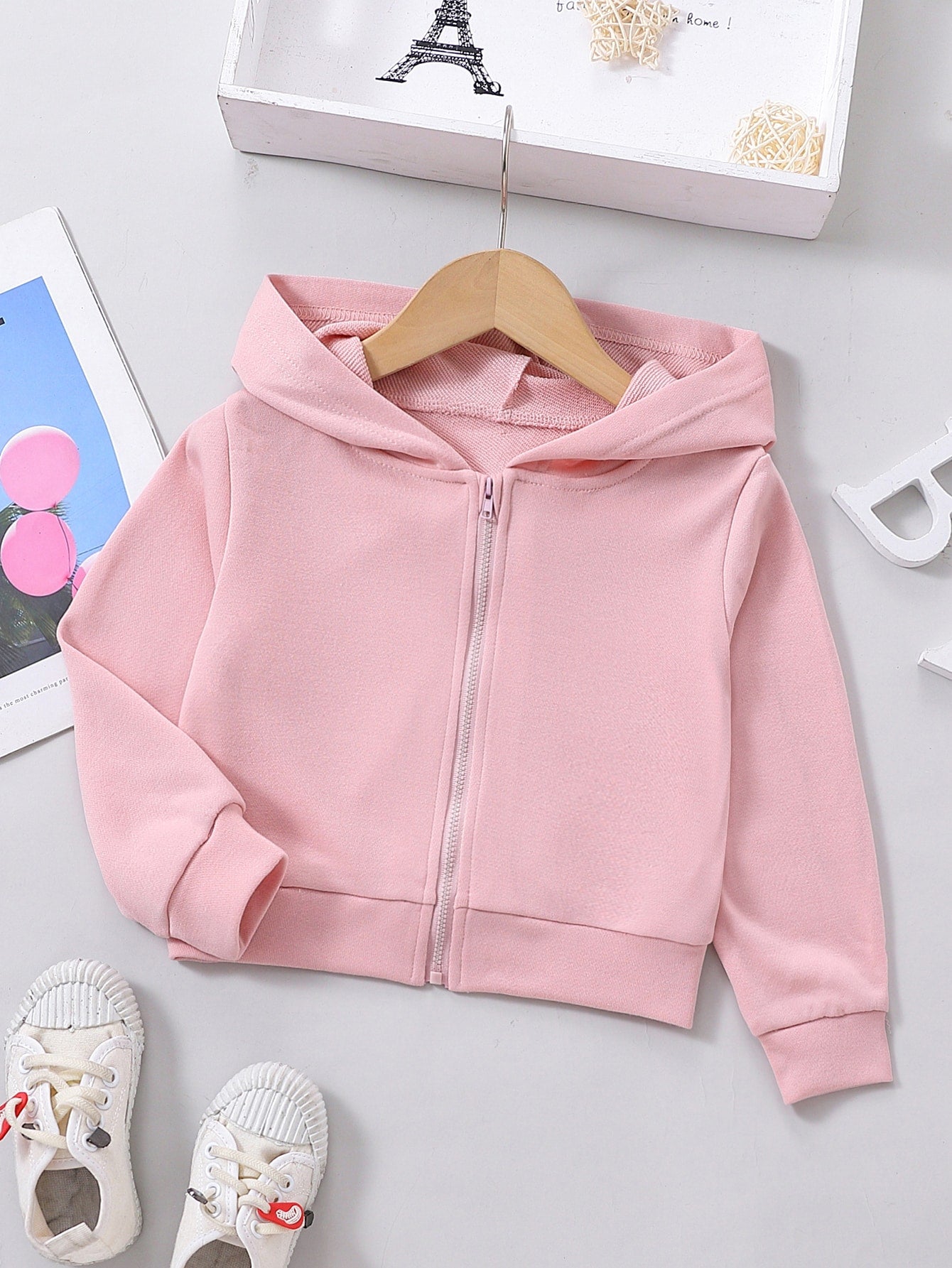 Young Girl Fashionable Casual All-Match Pink Jacket, Comfortable, Warm, Suitable For Travel, Home, School, Daily Wear, Spring, Autumn, Winter, Can Be Worn As An Outerwear, Front Zipper Opening, Convenient, Sweet Pink Color, Suitable For Princesses, Ladies