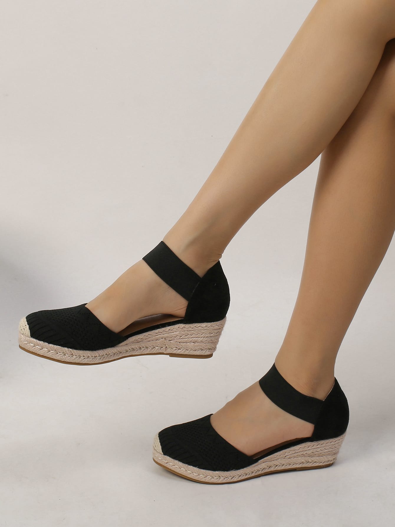 Minimalist Espadrille Ankle Strap Wedge Shoes