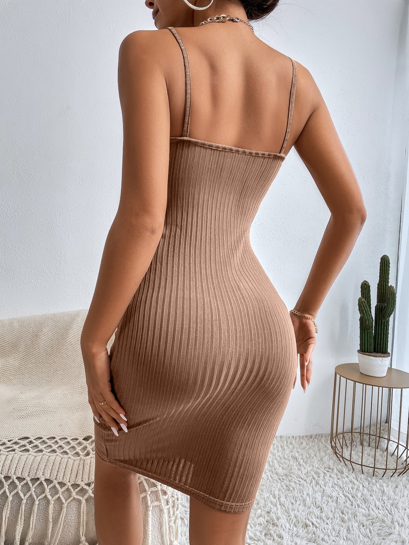 Rib-knit Cami Bodycon Dress