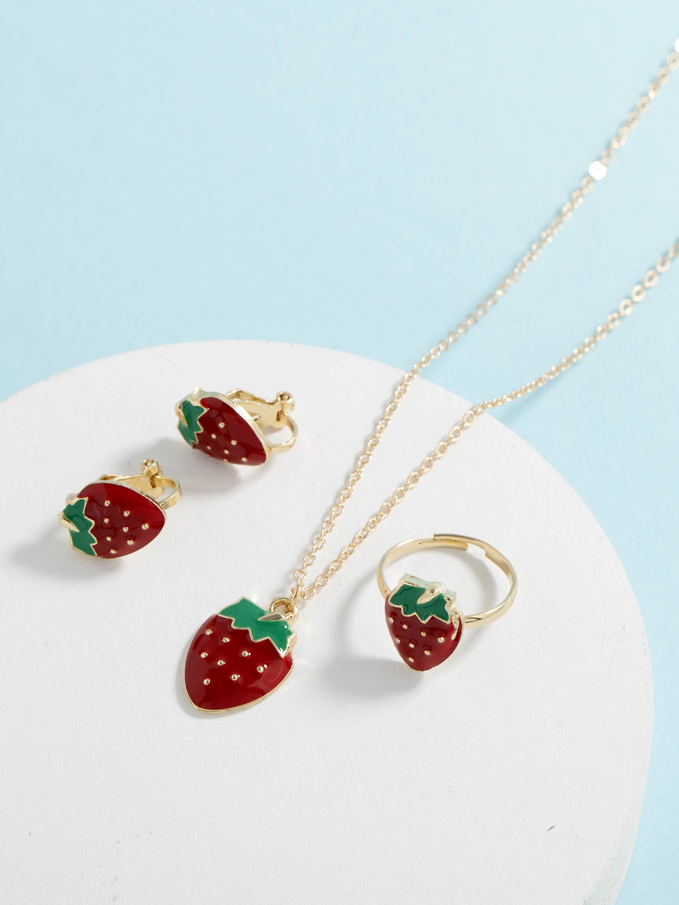 4pcs Girls Strawberry Decor Jewelry Set