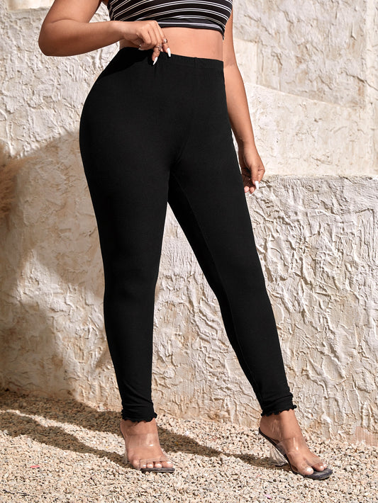 Plus Solid High Waist Leggings