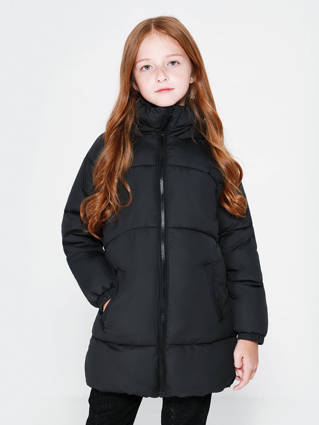 Girls Lightweight Patch Detail Hooded Puffer Coat