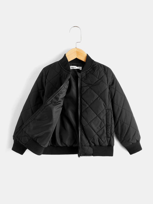 Young Boy Zipper Front Quilted Bomber Jacket