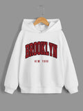 Tween Boys' Casual Hooded Sweatshirt With Letter Print, Perfect For Spring And Autumn Daily Wear