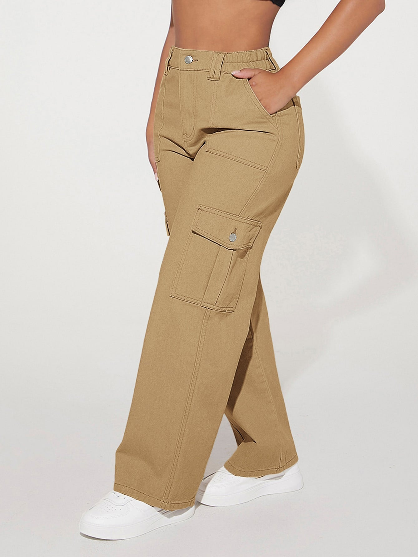 PETITE High Waist Flap Pocket Cargo Jeans