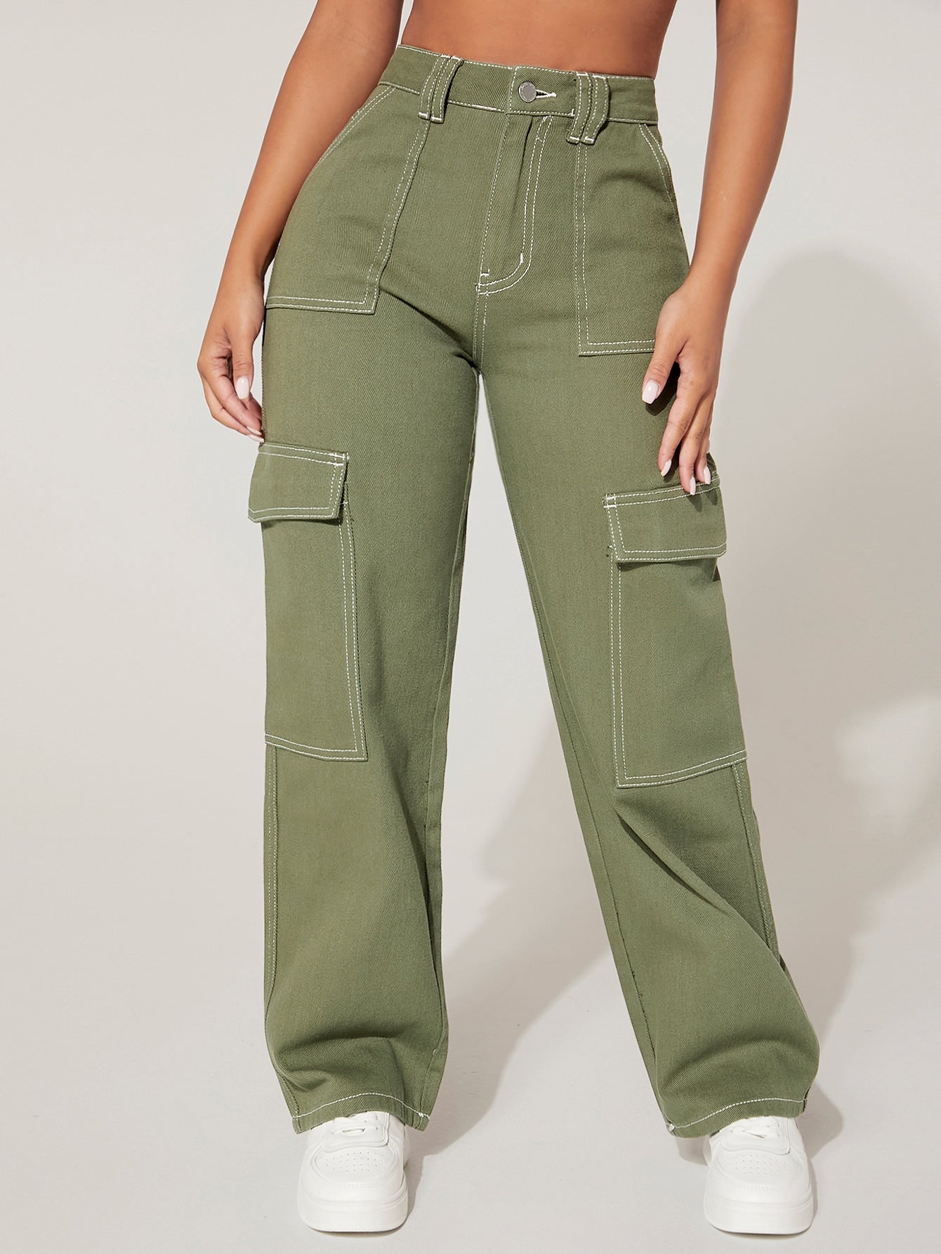 PETITE High Waist Flap Pocket Cargo Jeans