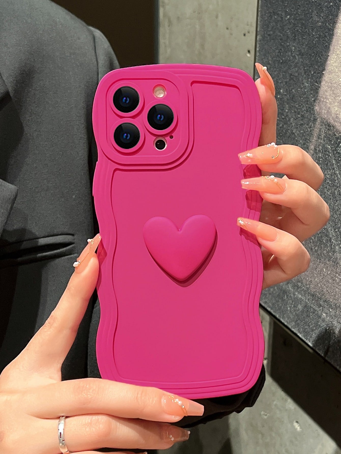 3D Heart Decor Phone Case Compatible With iPhone15/15Plus/15Pro/15Promax