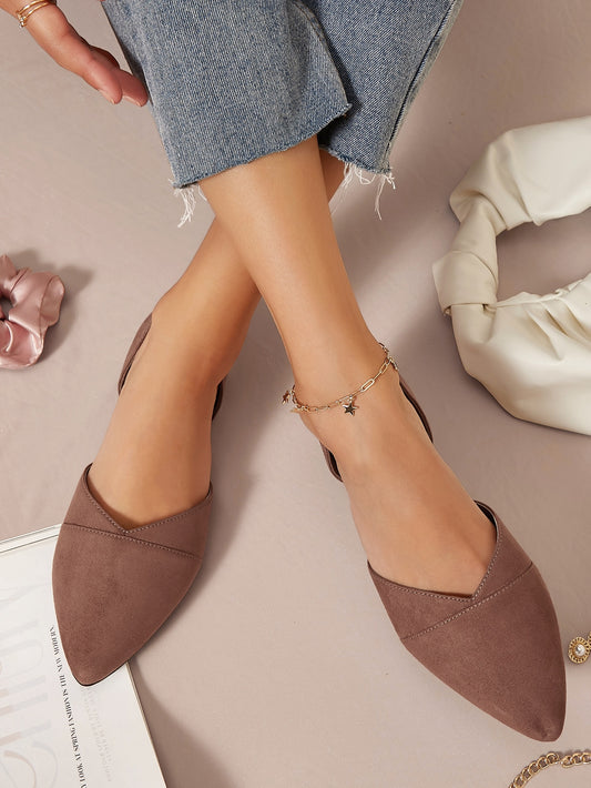 Faux Suede Slip On D'orsay Flats