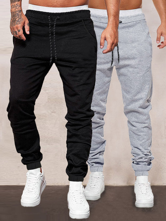 Men's 2 Pack Loose Fit Drawstring Waist Sweatpants Sweat Pant Plain Black Going Out Basic Boyfriend Gift