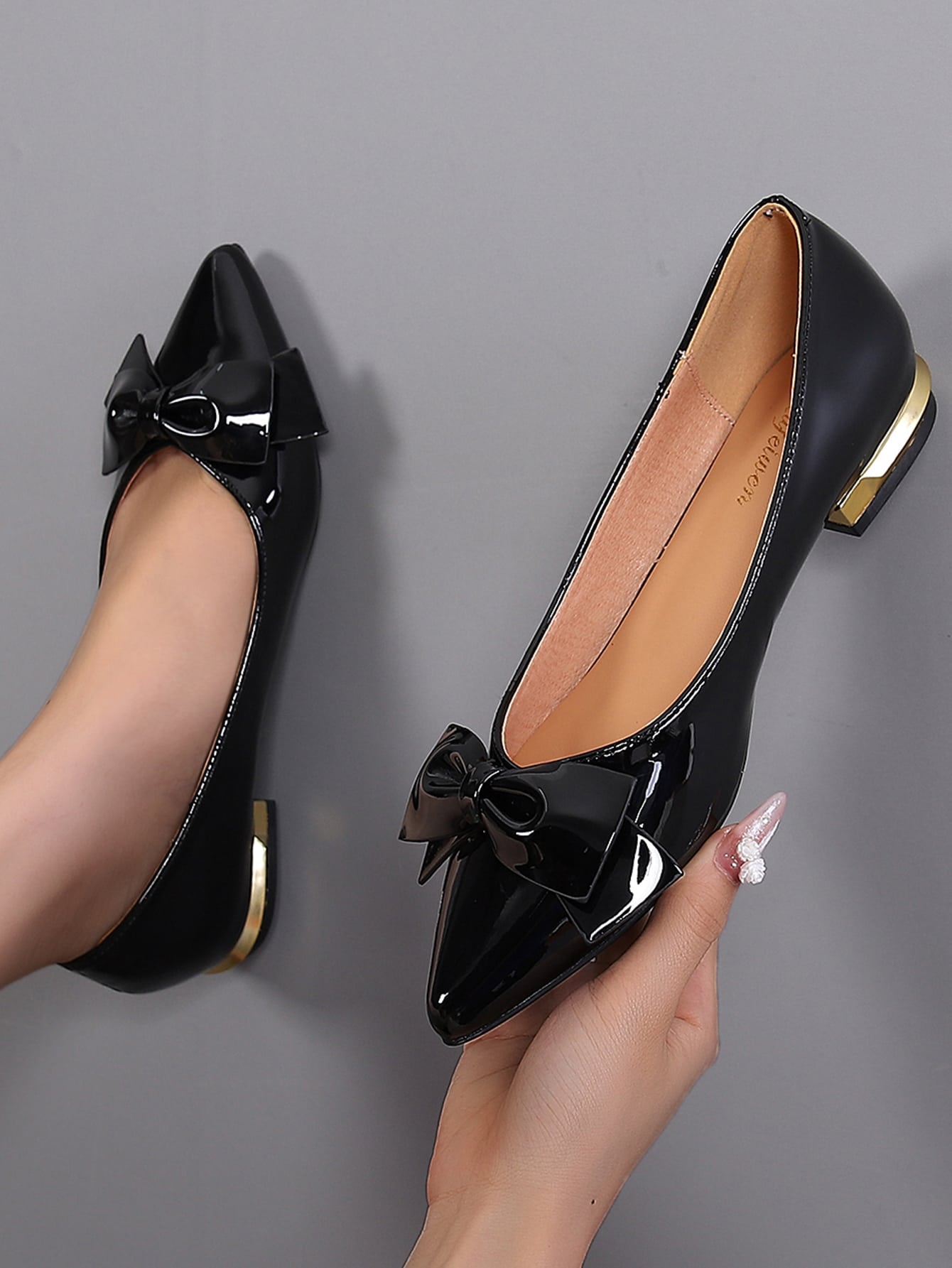 Women Bow Decor Flats, Elegant Point Toe Flats