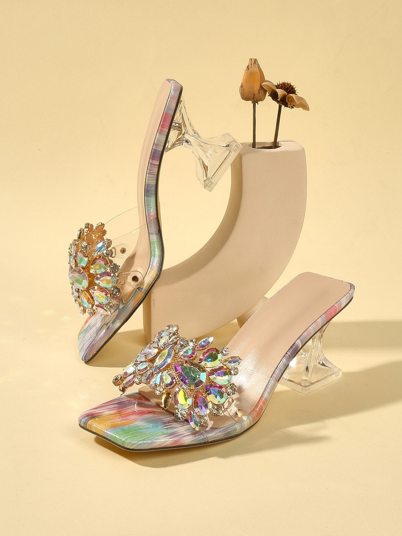 Fashionable Rhinestone High Heel Sandals